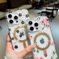 thumbnail image 5 of For iPhone 15 Pro Max Phone Case,Compatible With Mag-Safe,Floral Print Back,Crystal Transparent Back,Ultra Slim PC + TPU Shockproof Anti-fall Durable Cover,Non-slip Thin Fit Phone Case,E, 5 of 10