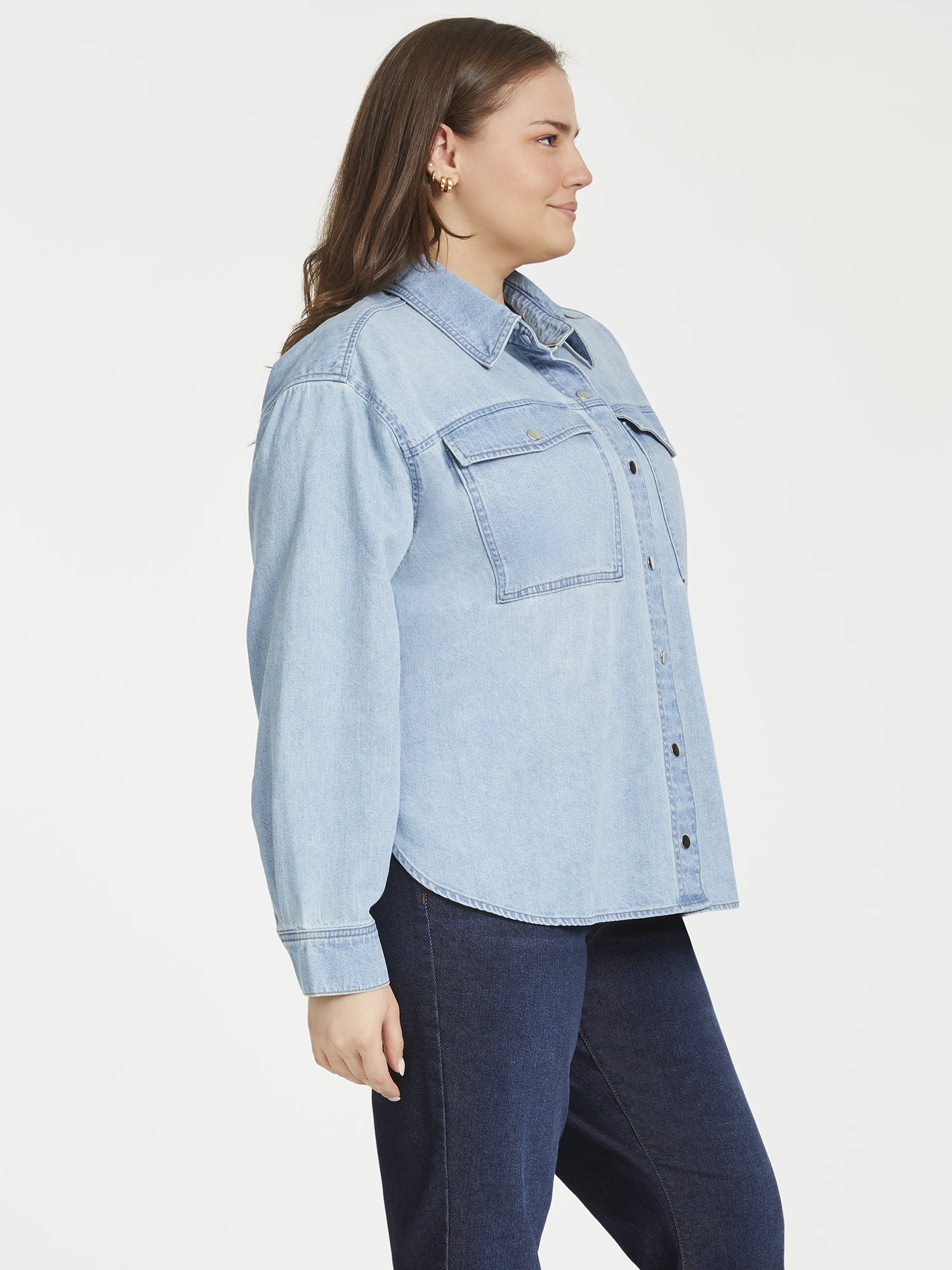 Sofia Vergara Women's Plus Size Relaxed Boyfriend Shirt Sizes 1X-4X
