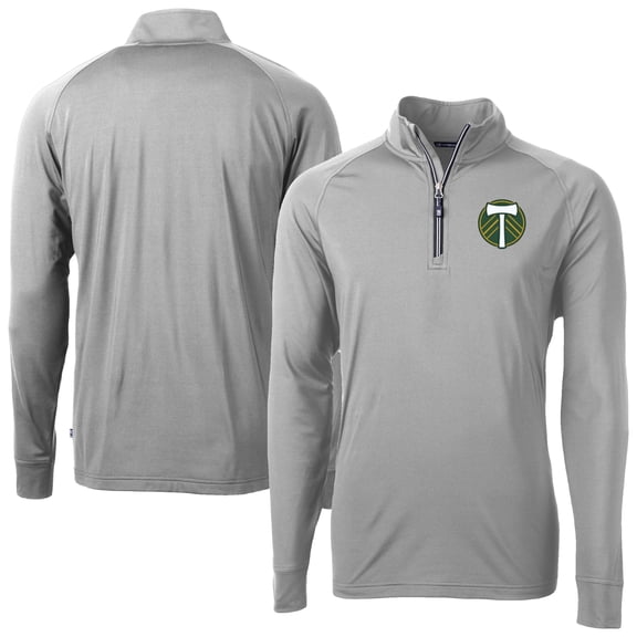 Men's-Cutter & Buck  Gray Portland Timbers Big & Tall Adapt Eco Knit Stretch Recycled Quarter-Zip Pullover