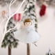 thumbnail image 1 of Adorno navideño de ángel niña con astas y alas | Decoración colgante para habitación infantil, dormitorio y decoración navideña | Colgante de hada de tela blanca, gris y rosa, 1 of 6