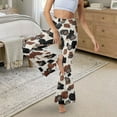 thumbnail image 5 of Xoenoiee Women's Flared Leggings High Waisted Flared Pants Yoga Leggings with Slit Flared Hem Fashionable Bell Bottom Leggings for Yoga, Workout, Work, XS, Cow Print Brown Black Daisy, 5 of 6