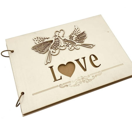 

Love Wedding Guest Book Personalized Wooden Lovebirds Guestbook DIY Photo Signature Books Memory Album