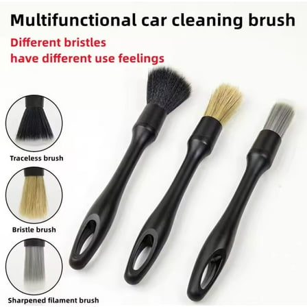3-Piece Car Detailing Brush Set – Soft, Interchangeable Brushes for Interior, Exterior & Wheel Cleaning – Reusable Auto Detailing Tools Kit for Deep Cleaning TIKA
