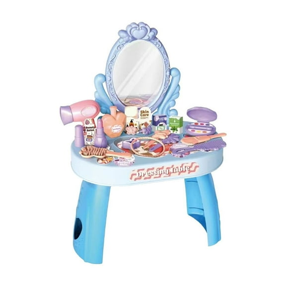 KOYPTL Kids Vanity Table and Chair Set, Girls Makeup Table with Mirror, Toddler Pretend Play Vanity Set for Princess Dress Up, Girl Toys Gifts for Age 3 4 5 Years Old