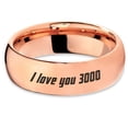 thumbnail image 2 of Tungsten I Love You 3000 Engraved Quote Band Ring 7mm Men Women Comfort Fit 18k Rose Gold Dome Polished, 2 of 4