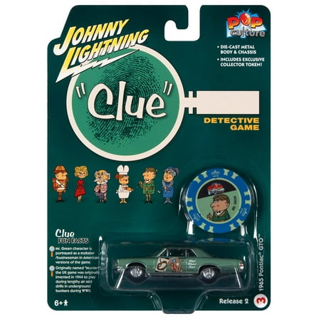 Johnny Lightning Pop Culture Vintage Clue 1965 Pontiac GTO (Mr Green, Billiard Room, Rope)- Palmetto Green