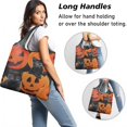 thumbnail image 2 of 5 Pack Foldable Shopping Bag,Halloween Black Cats and Pumpkins Pattern Reusable Grocery Bags with Pockets,Large Reusable Tote Bags with Handles Waterproof & Lightweight, 2 of 6