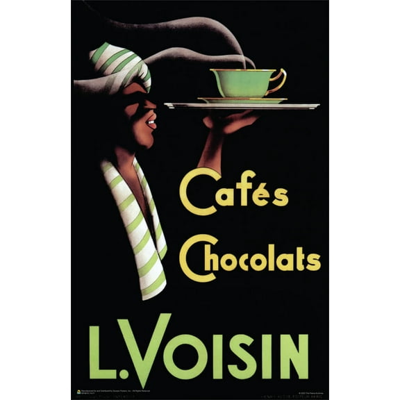 Cafes Chocolats L. Voisin 1935 - Vintage Ad Mini Poster 11" x 17"