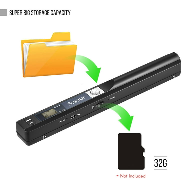 Mini Wireless WiFi Portable Scanner HD LCD Display Receipts Books Handheld  Document Scanner A4 Size 1050DPI PDF or JEPG #R20