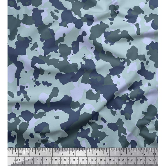 Soimoi polyester Crepe Fabric Two Tone Camouflage Print Sewing Fabric Yard 52 Inch Wide