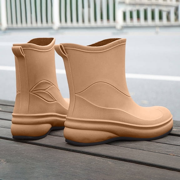 Women's Durable Non Slip Short Ankle Rain Boots Full Waterproof Matte Neutral Tones for Countryside Hiking Backyard Garden Maintenance Brown 37