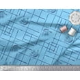 thumbnail image 2 of Soimoi Blue Cotton Duck Fabric Leaves & Geometric Print Sewing Fabric Yard 56 Inch Wide, 2 of 3