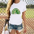 thumbnail image 1 of Puntoco Liquidación de camisetas cortas para mujer Camiseta de manga corta con cuello redondo y estampado informal a la moda para mujer, 1 of 5