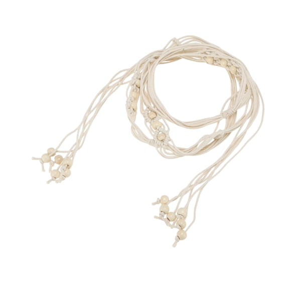 Unique Bargains Beaded Weaving Adjustable Waist Rope Fashion Accessory for Women Beige