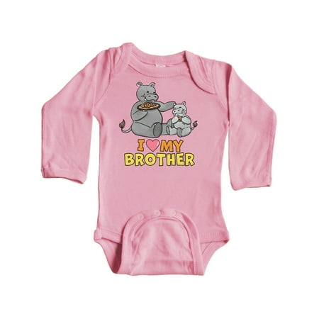 

Inktastic I Love My Brother Hippos Gift Baby Boy or Baby Girl Long Sleeve Bodysuit