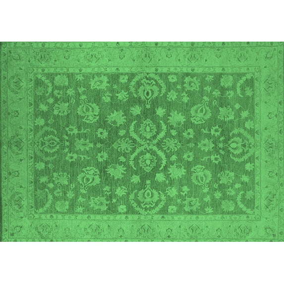Ahgly Company Indoor Rectangle Oriental Emerald Green Traditional Area Rugs, 2' x 5'