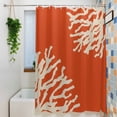 thumbnail image 3 of Shower Curtains for Bathroom-36"x72",Classic Ocean Beige Coral on Orange Waterproof Bath Curtain Grommet Shower Curtain Set with Hooks, 3 of 9