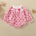 thumbnail image 2 of XAOWF Girls Bodysuit Long Sleeve Bowknot Bow Cute Love Heart Printed Pullover Romper For Daily Wear Relaxed Fit Stylish Rompers 3-6 Months, 2 of 6