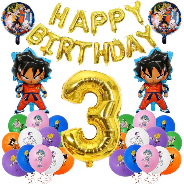 Juego de vajilla temática de Son Goku para fiesta de Cumpleaños de Niños, decoración de bola dragonada de dibujos animados, globos, suministros para Baby Shower, nuevo
