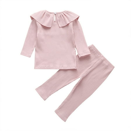 

Mioliknya 2Pcs Girls Autumn Long Sleeve Ruffle Tops + Long Pants Outfits
