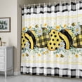 thumbnail image 5 of Bee Love Shower Curtain, Vintage Country Yellow Bee Plaid Dot Love Floral Black Plaid Waterproof Shower Curtain Set with 12 Hooks Lightweight Bath Curtains Fabric Bathroom Decor 72x72 Inches, 5 of 9