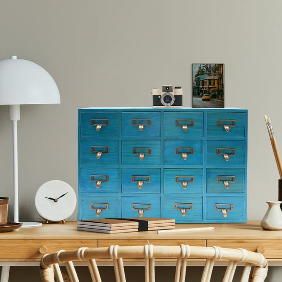 16 Drawers Apothecary Cabinet, Apothecary Chests and Cabinets, Herb Storage Box, Wooden Desk Drawer Organizer