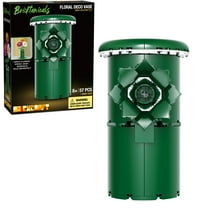 Brickcraft Bricktanicals Floral Deco Green Vase Building Kit (102-Plastic Piece Set), 5 “Cylinder, DIY Building Set, Spring Decor, Gift Idea for Adults, Kids, Flower Lovers