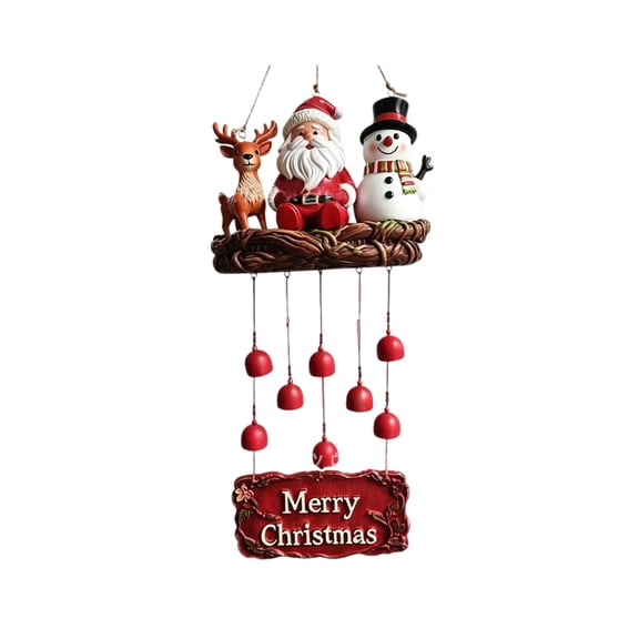 17.7IN Resin Santa Snowman Reindeer Wind Chime Festive Tabletop Home Decor Ornament for Holiday Season and Christmas Gatherings