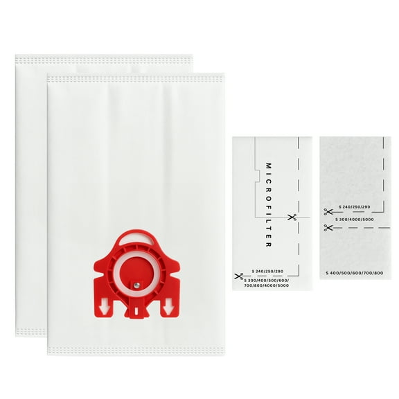 2 Replacement Miele White Star S314 Vacuum Bags with 2 Micro Filters - Compatible Miele Type FJM Vacuum Bags