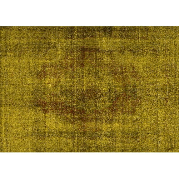Ahgly Company Machine Washable Indoor Rectangle Persian Yellow Traditional Area Rugs, 2' x 5'