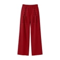 thumbnail image 4 of BXJX Womens Straight-leg Sweatpants, Casual Elastic Waist Sports Drawstring Decor Pants with Pockets Red Size M, 4 of 7