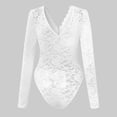 thumbnail image 5 of Daiosportswear Lace Bodysuit for Women Long Sleeve V Neck Body Suits，Shorts for Women, 5 of 8