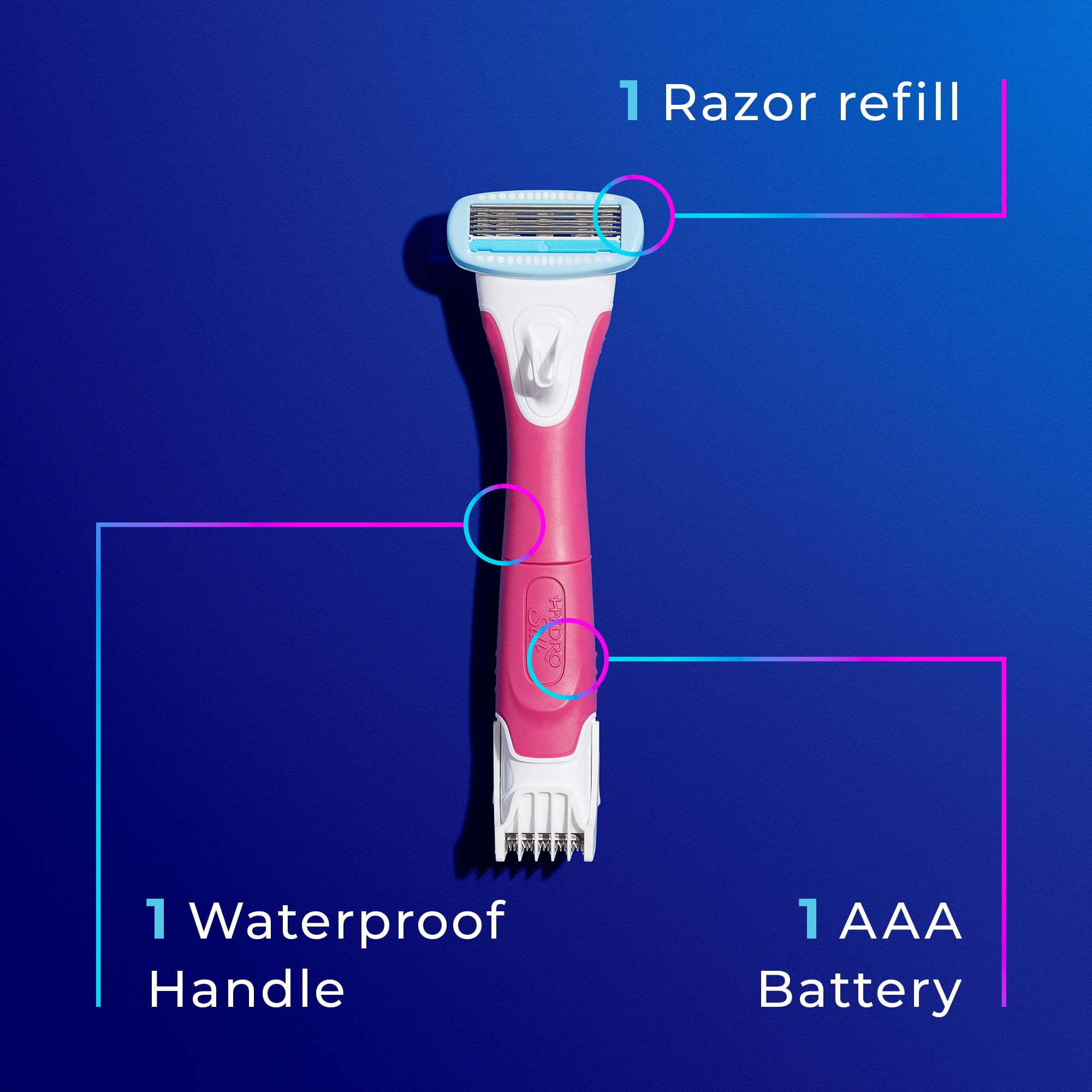 Schick Hydro Silk TrimStyle Waterproof Bikini Trimmer for Women, Includes 1 5-Blade Razor Handle & 1 Razor Blade Refill