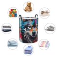 thumbnail image 4 of Fotbe Tie-Dye Wolf Head Cesto de Ropa con Asas, Cesto Impermeable de Gran Capacidad, Bolsa de Lavado para Dormitorio, Cesto de Ropa con Ruedas y Asas-Medium, 4 of 6