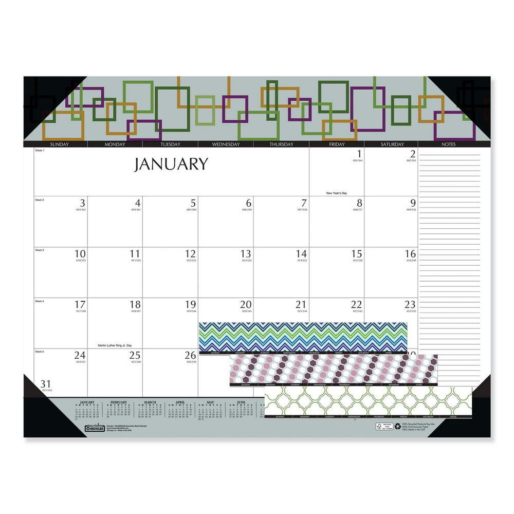 House of Doolittle 100% Recycled Geometric Desk Pad Calendar, 22" x 17