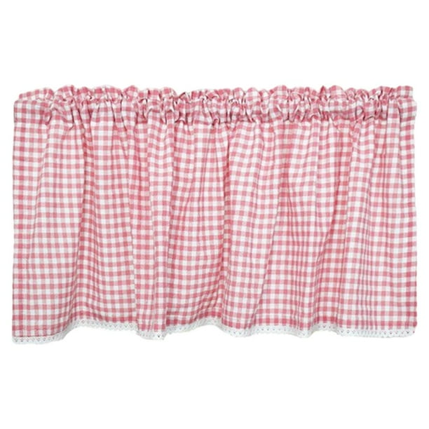Cortina de media luna rústica para ventana, duradera, para dormitorio, con privacidad y protección solar Rosa 150x45cm