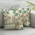 thumbnail image 3 of Qinduosi Buffalo Plaid Happy Easter Bunny Pillow Covers of Eucalyptus Leaves Rabbit Pillows Decorative Throw Pillows Blue Cushion Case Farmhouse Decor for Couch Sofa White, 3 of 5