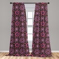 thumbnail image 5 of Ambesonne Floral Curtains, Hippie Flourishing Flowers, Pair of 28"x63", Chocolate Pink Purple, 5 of 5