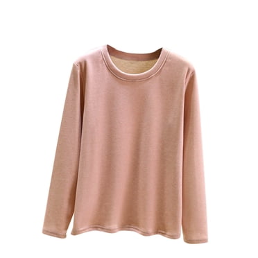 Plebaso Cotton Tops for Women Long Sleeve Crewneck Undershirts Basic Layer Top Casual Loose Womens Shirts