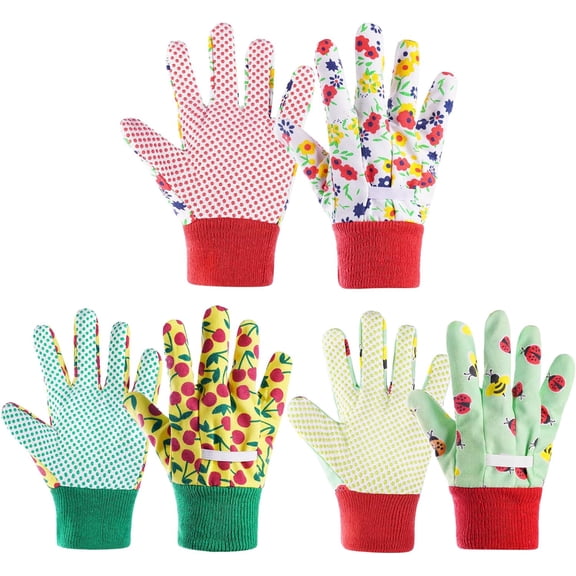 Kids Gardening Gloves, 3 Pairs, Large, Polyester, Suitable for 10-15 Year Olds, Protective and Breathable