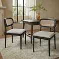 thumbnail image 2 of Tina's Home Farmhouse Dining Chair Set of 4 Rattan Side Chairs Wood Legs Removable Cushion Home Kitchen Restaurant Black, 2 of 8