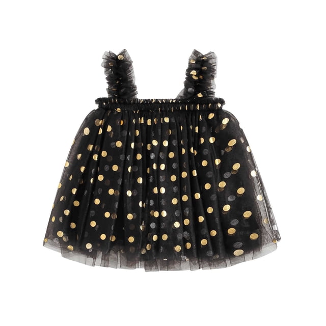 Toimothcn Robes pour Bébés Filles Sans Manches Décontractées à Pois Imprimés en Tulle Doux Respirant Robe d'Été Confortable pour Filles