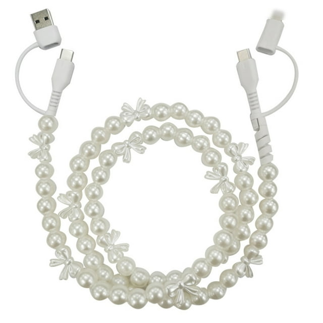 tamizeot Ensemble de Câbles Multi-Anti-USB Perlés Câbles de Chargement Perles de Collecte Câble pour Téléphone type+2 1 m