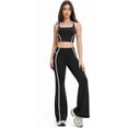 thumbnail image 3 of PISONIC Two Piece Womens Workout Set Backless Color Block Tank Tops Matching High Waist Wide Leg Leggings Gym Work Out Outfits, 3 of 7