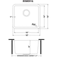 thumbnail image 2 of Ruvati USA RVM5916 18 in. Undermount Bar Prep 16 Gauge Stainless Steel Single Bowl Kitchen Sink, 2 of 7