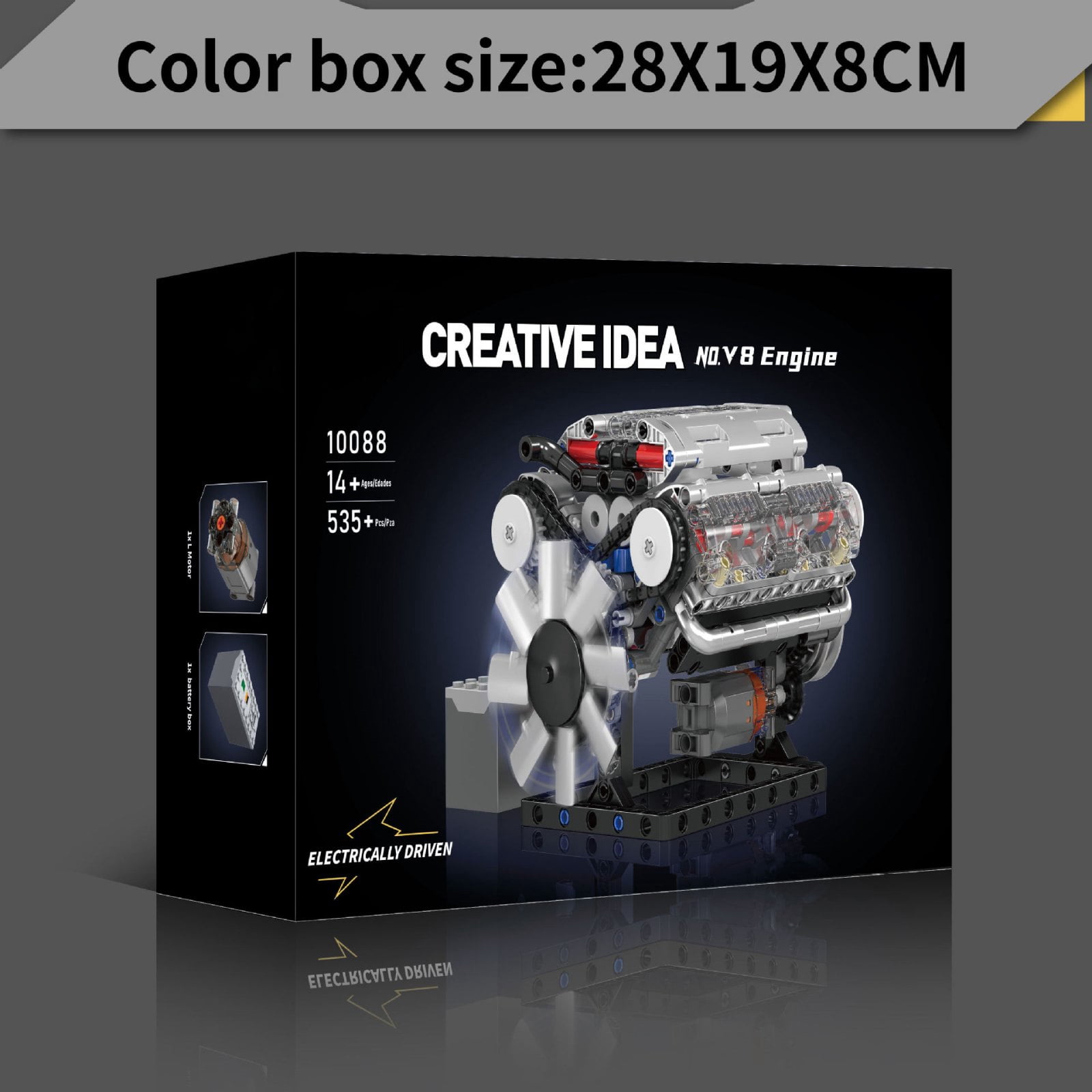 GUYUTING V8 Engine Model Building Block Kit for Adults & Teens STEM Toy Mechanical Engineering Gift ABS