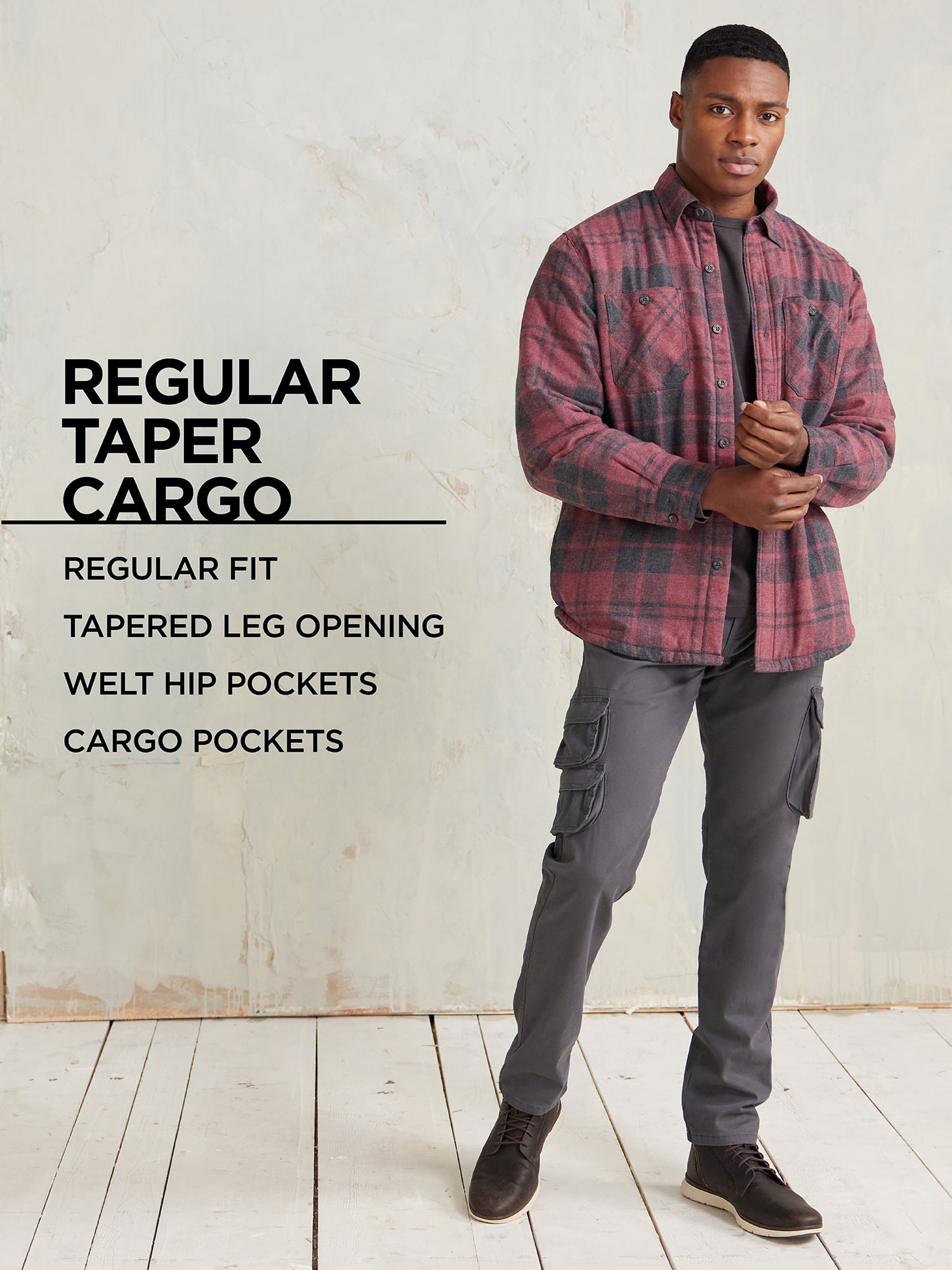 Wrangler Men's Stretch Taper Leg Regular Fit Cargo Pant 