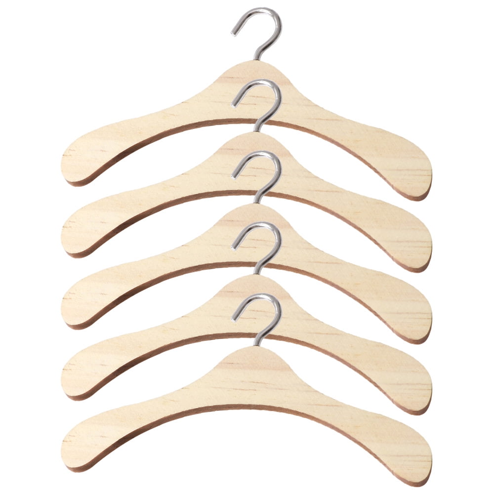 Frcolor Hangers Doll Clothes Hanger Coat Wooden Mini Miniature Dolls Dollhouse Wardrobe Baby