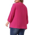 thumbnail image 3 of Agnes Orinda Women's Plus Size Round Neck Tie Front Ruffle Chiffon Work Blouses 2X Hot Pink, 3 of 6