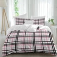 thumbnail image 2 of Pink Black Plaid Duvet Cover Set, Farmhouse Pink Black Checkered Soft Duvet Cover Twin Size Bedding Set 4 Pieces, 1 Quiltcover and 2 Pillowcases with Zipper, 1 Bed Sheet for All Seasons, 2 of 9